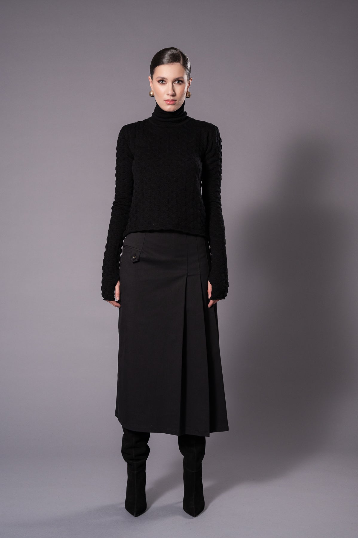 AMY Black Knit Turtleneck