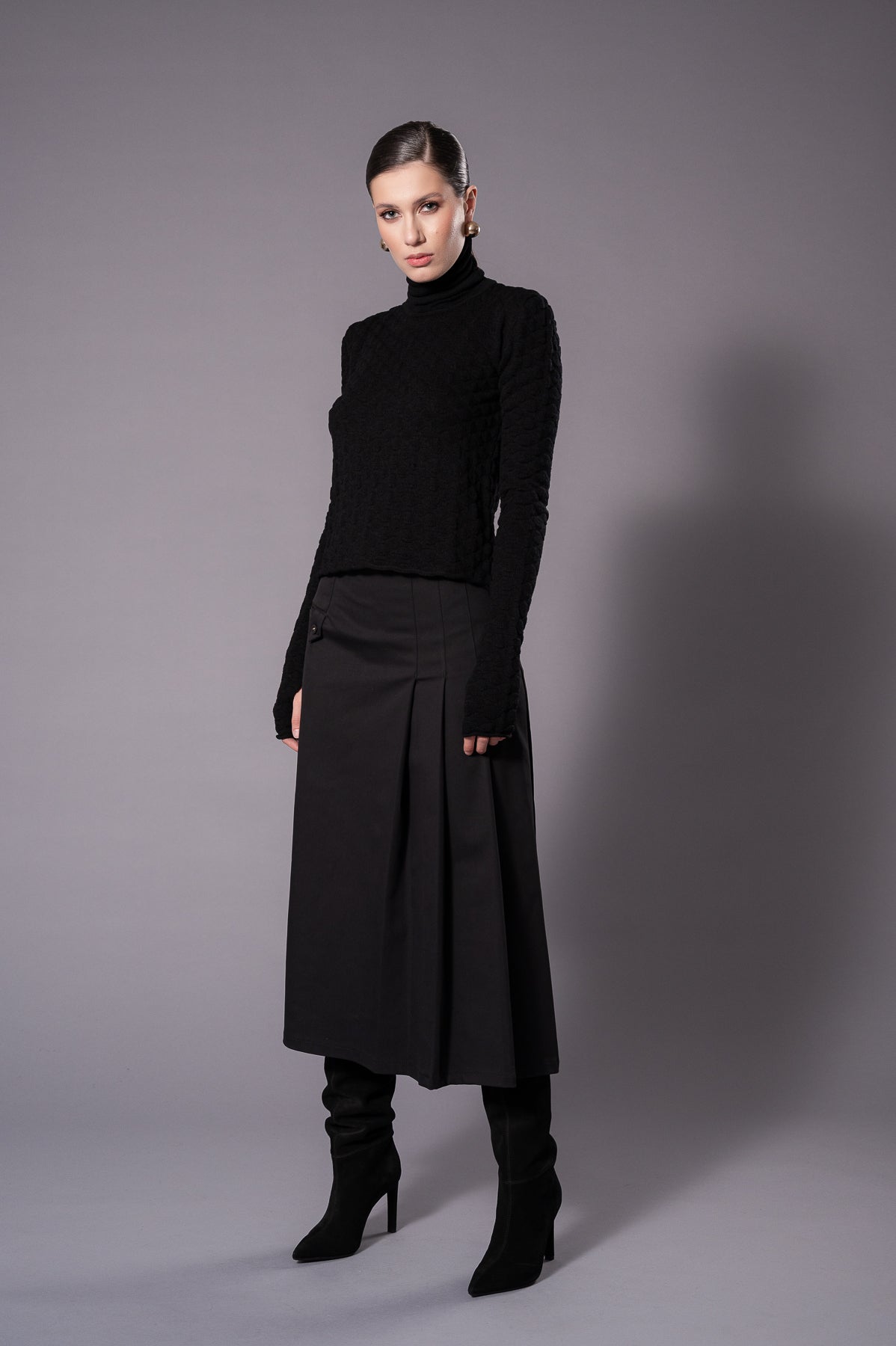 AMY Black Knit Turtleneck