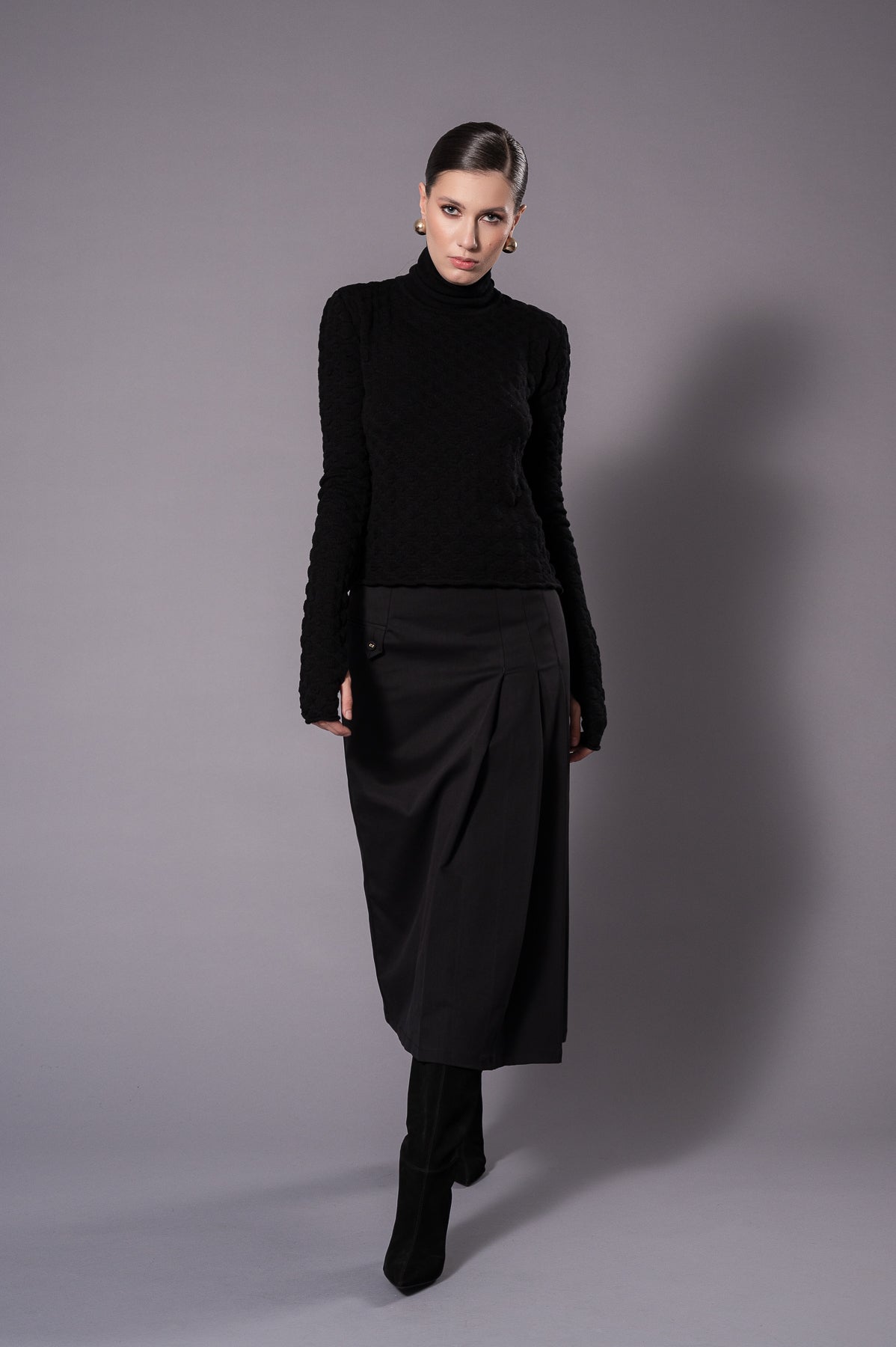AMY Black Knit Turtleneck