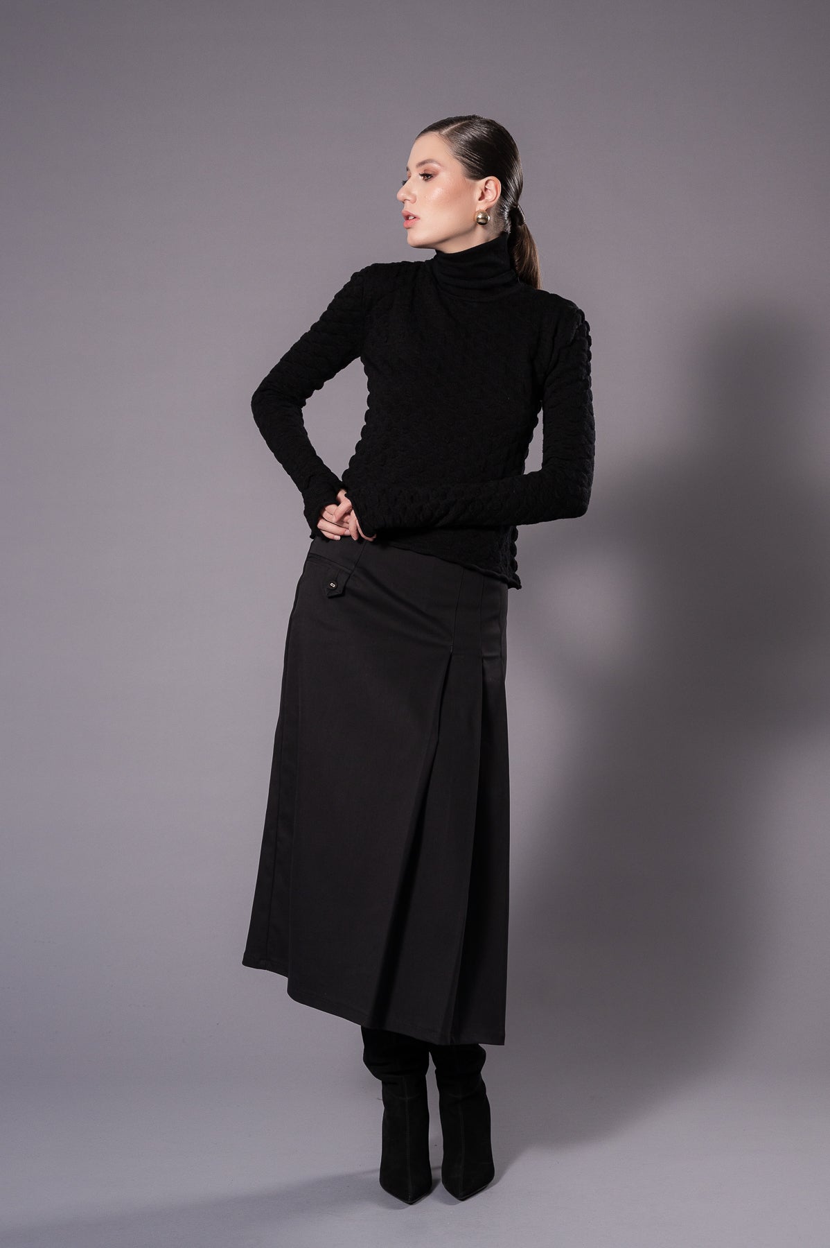 AMY Black Knit Turtleneck