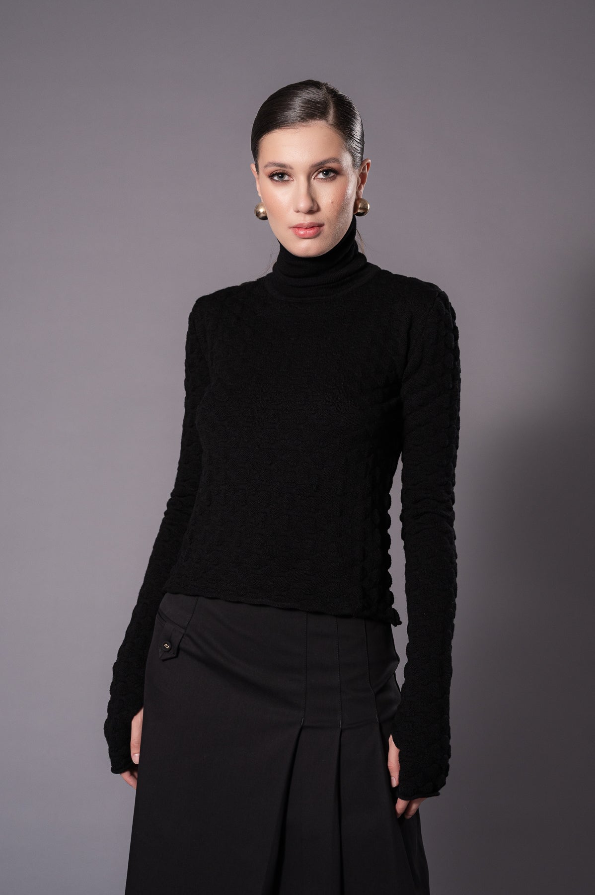AMY Black Knit Turtleneck
