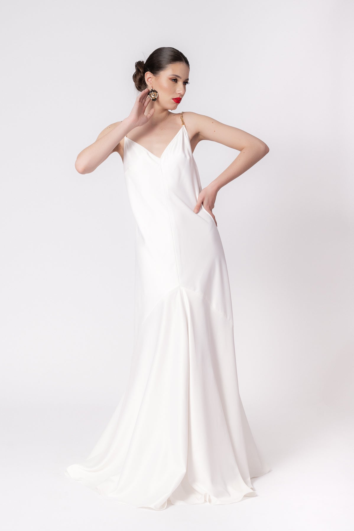 LOLA White Long Slip Dress