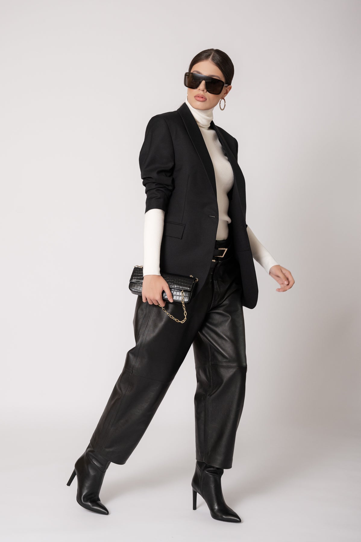 ELISE Black Leather Trousers