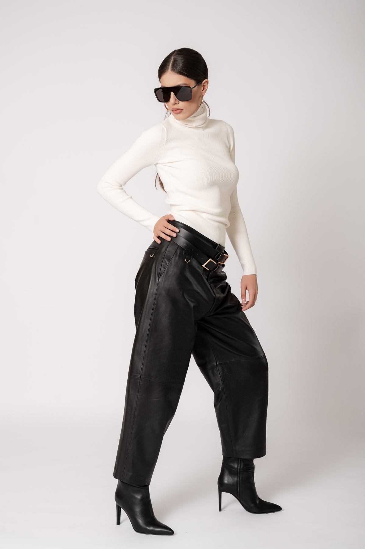 ELISE Black Leather Trousers