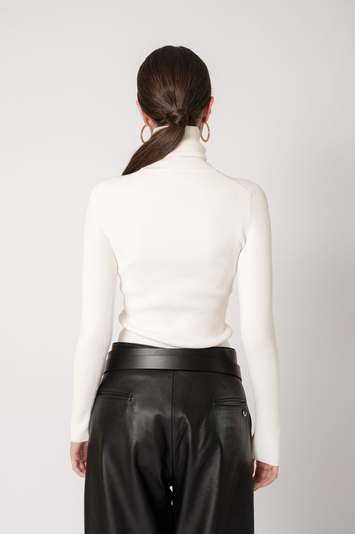 JULIETTE White Turtleneck Top