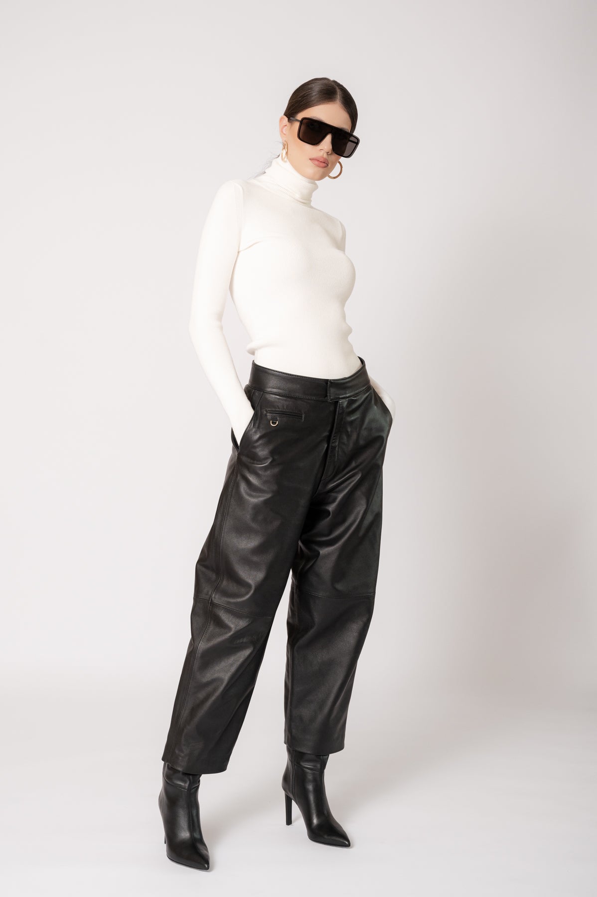 ELISE Black Leather Trousers
