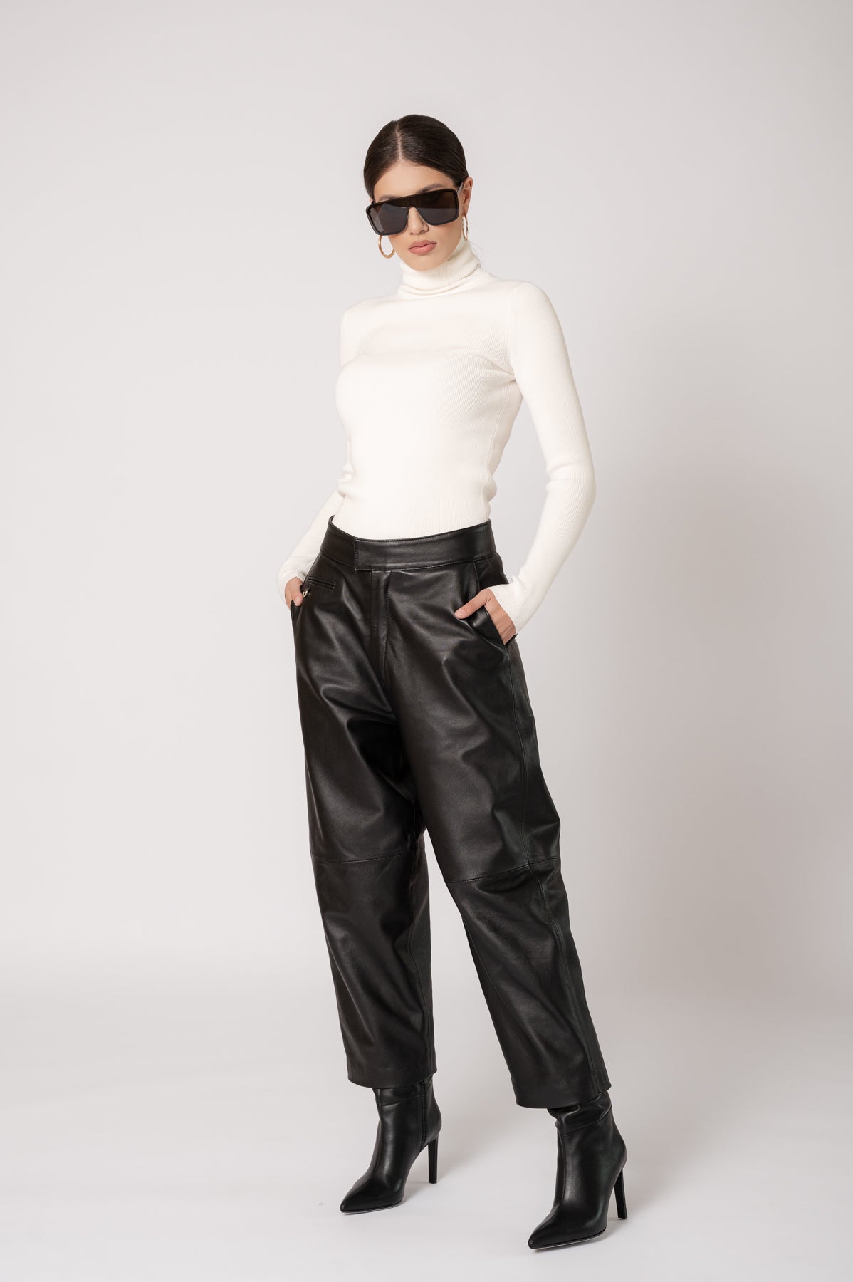 ELISE Black Leather Trousers