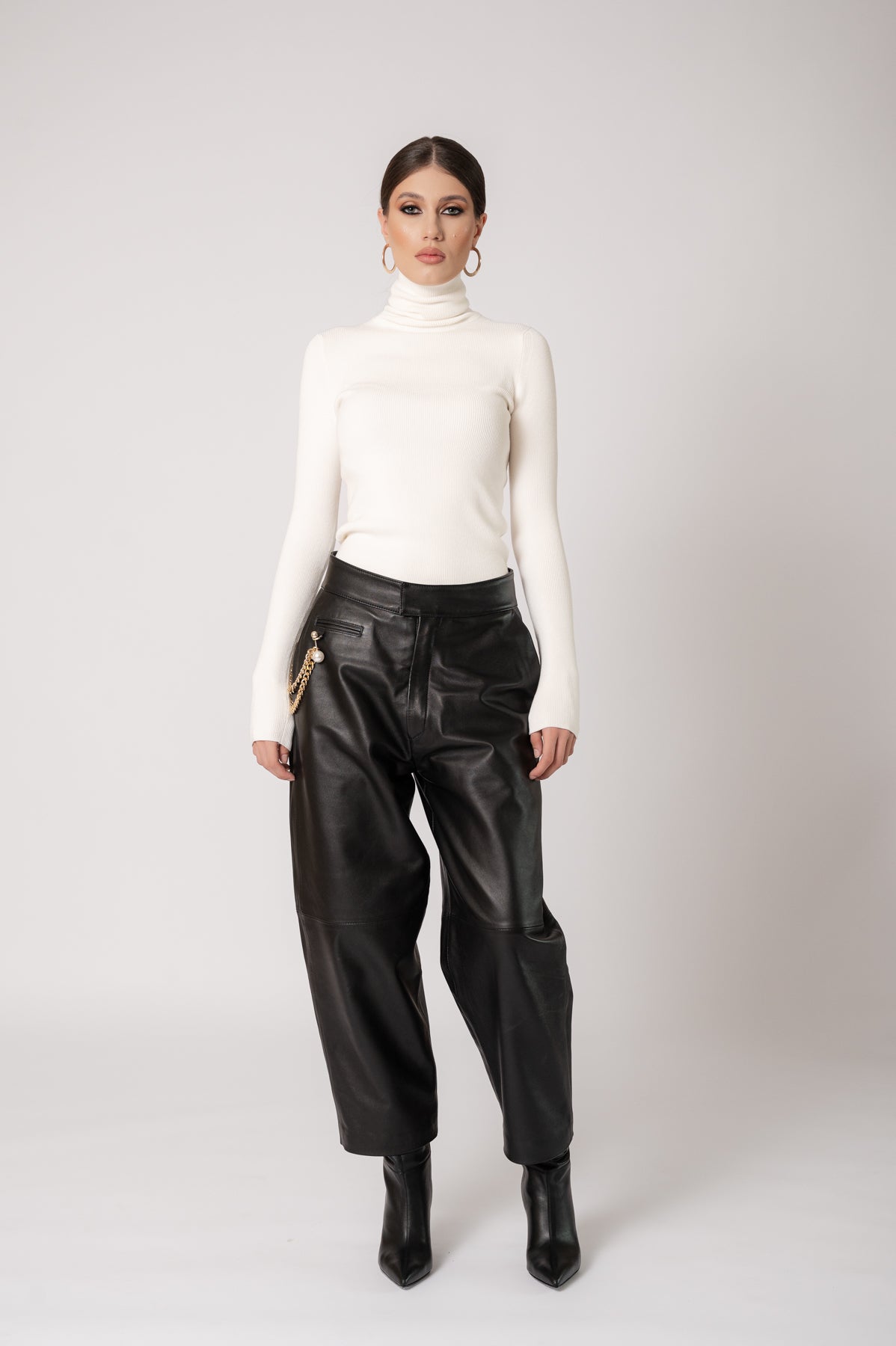 ELISE Black Leather Trousers