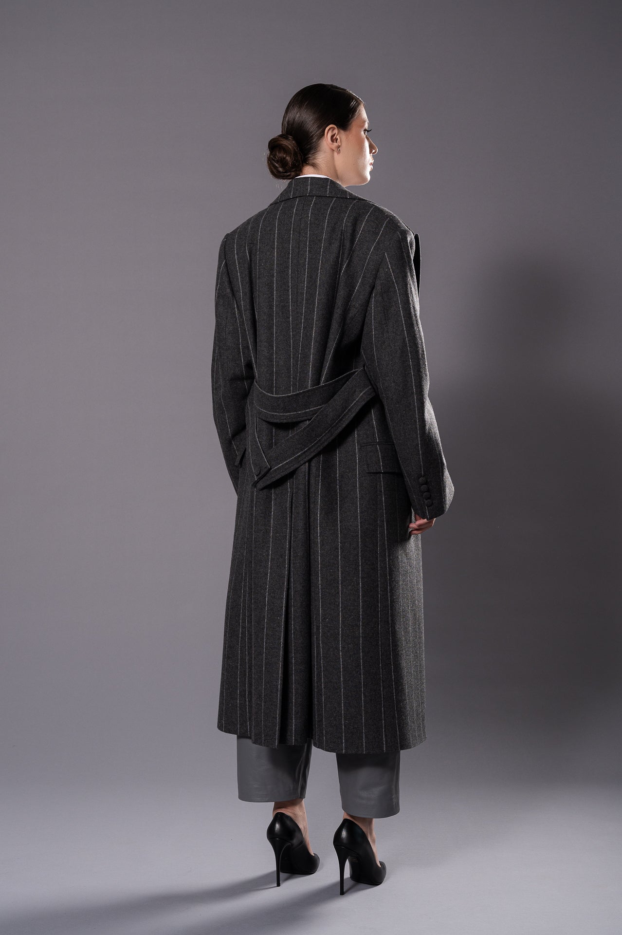 MAGDA Grey with Stripes Oversized Coat