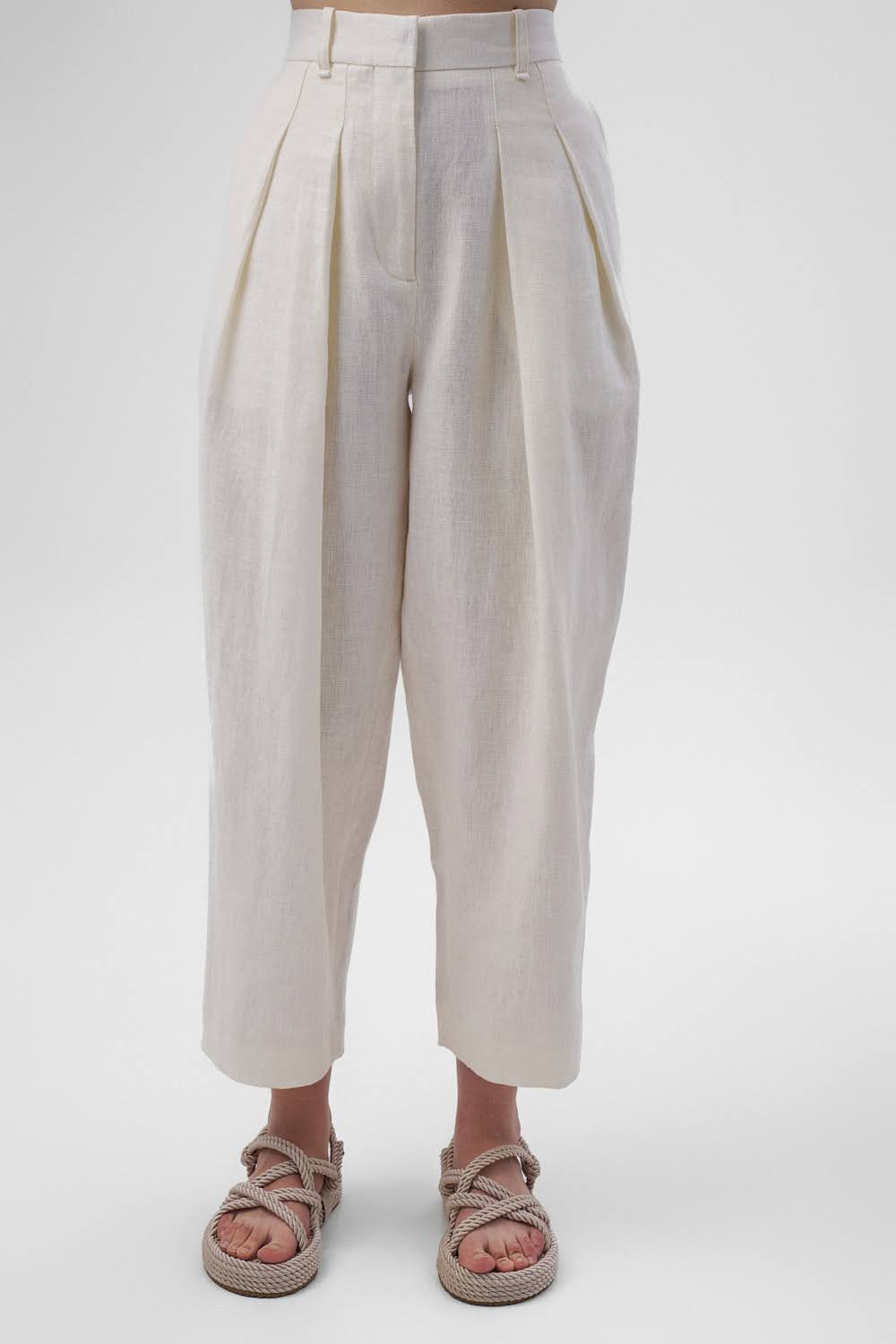 MANON White Linen Trousers