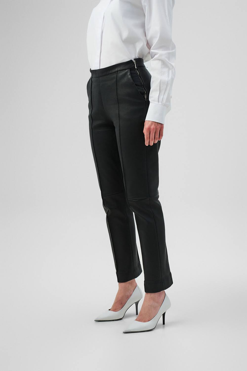 GABRIELLE Black Leather Trousers