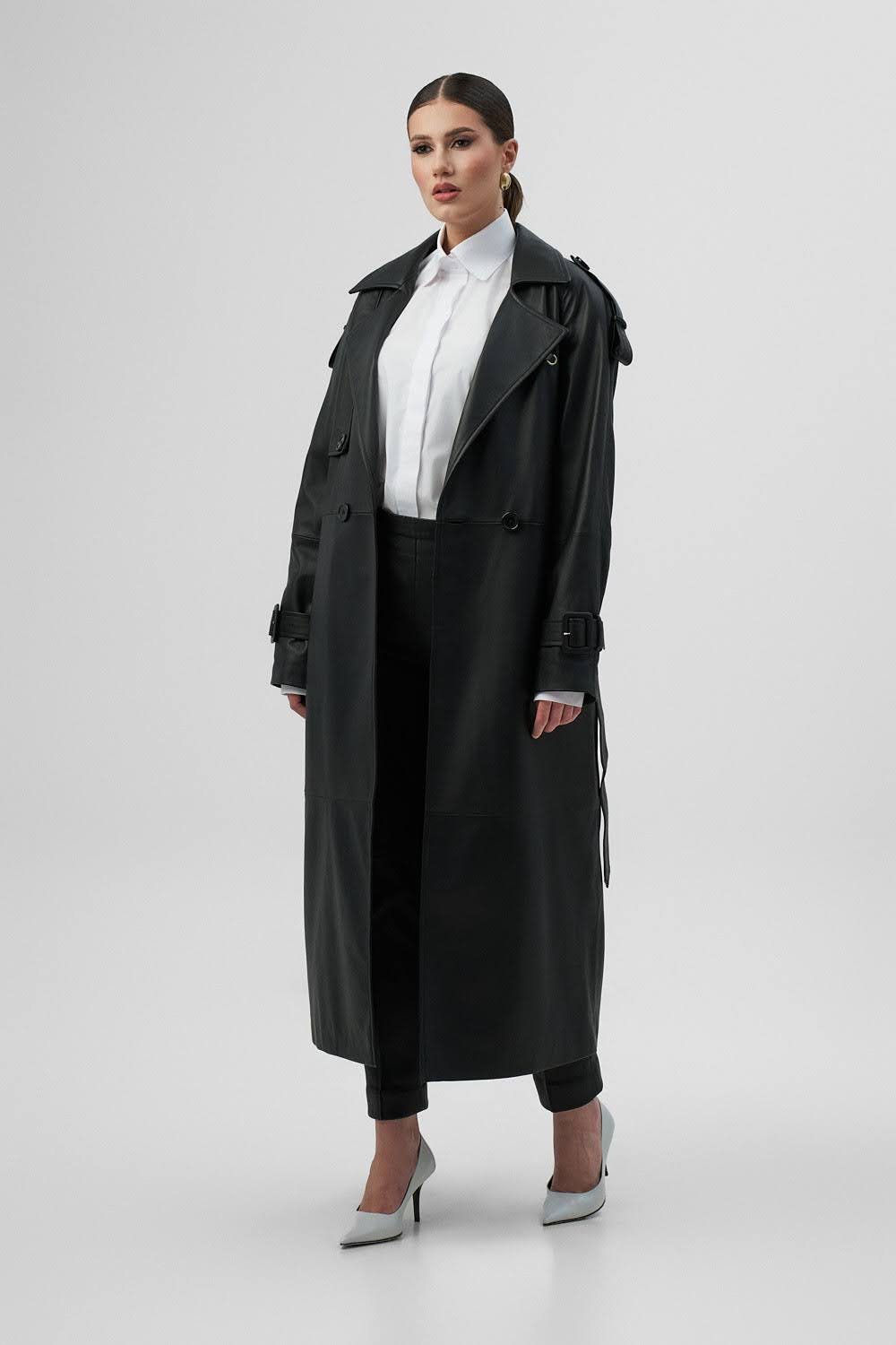 EVIE Black Long Leather Coat