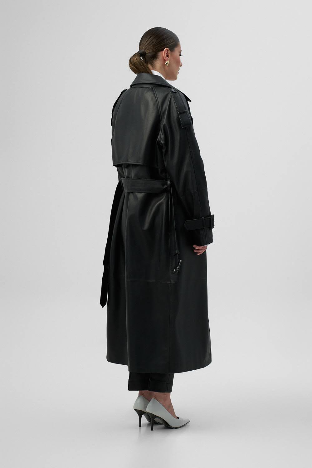 EVIE Black Long Leather Coat