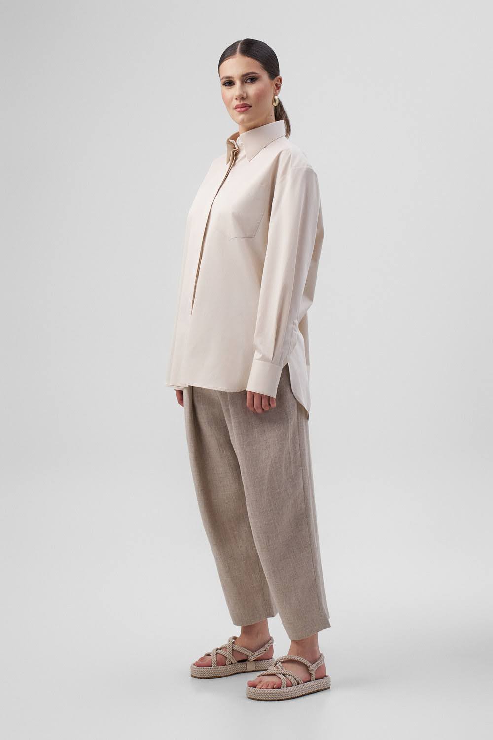 INES Oversize Beige Shirt