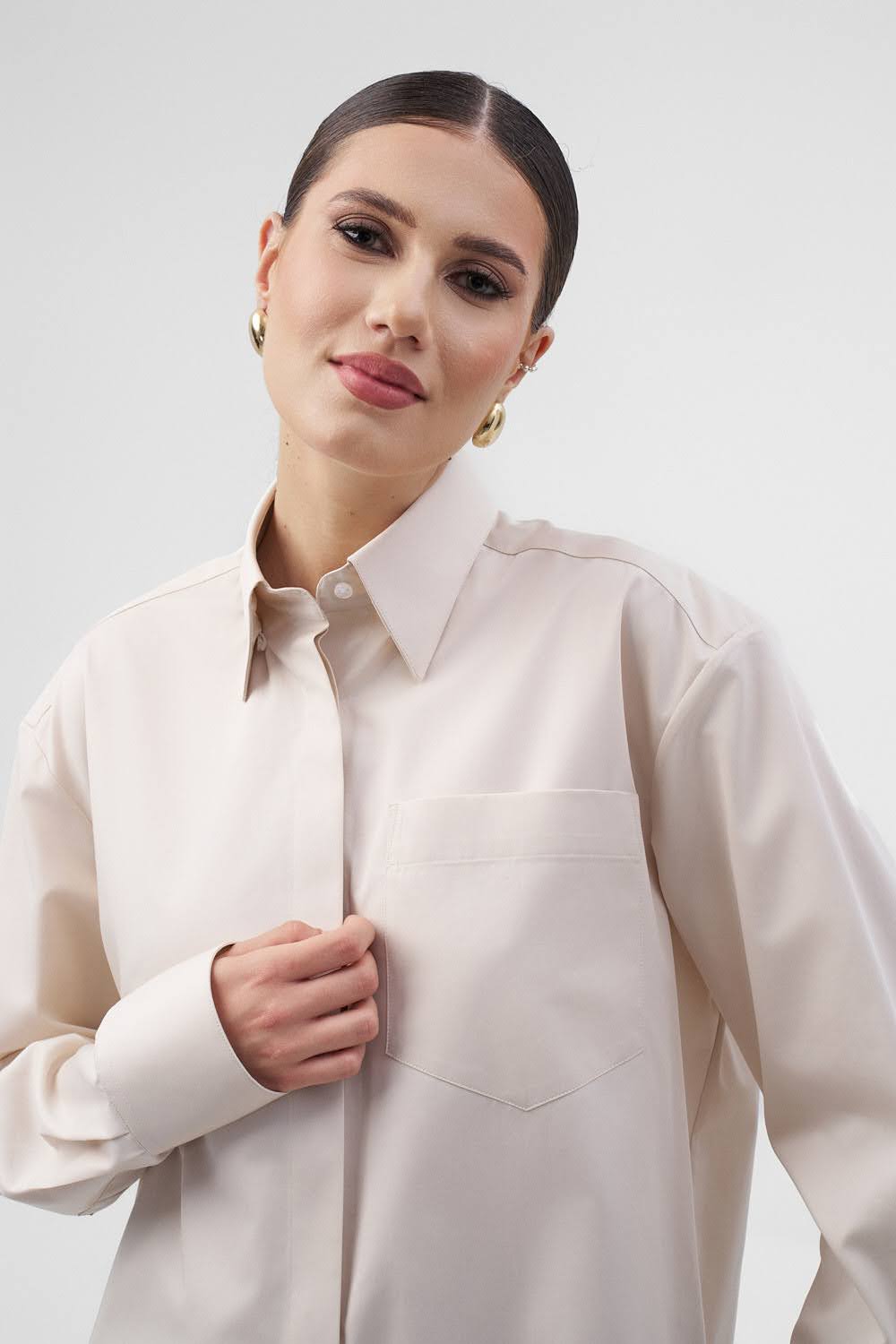 INES Oversize Beige Shirt