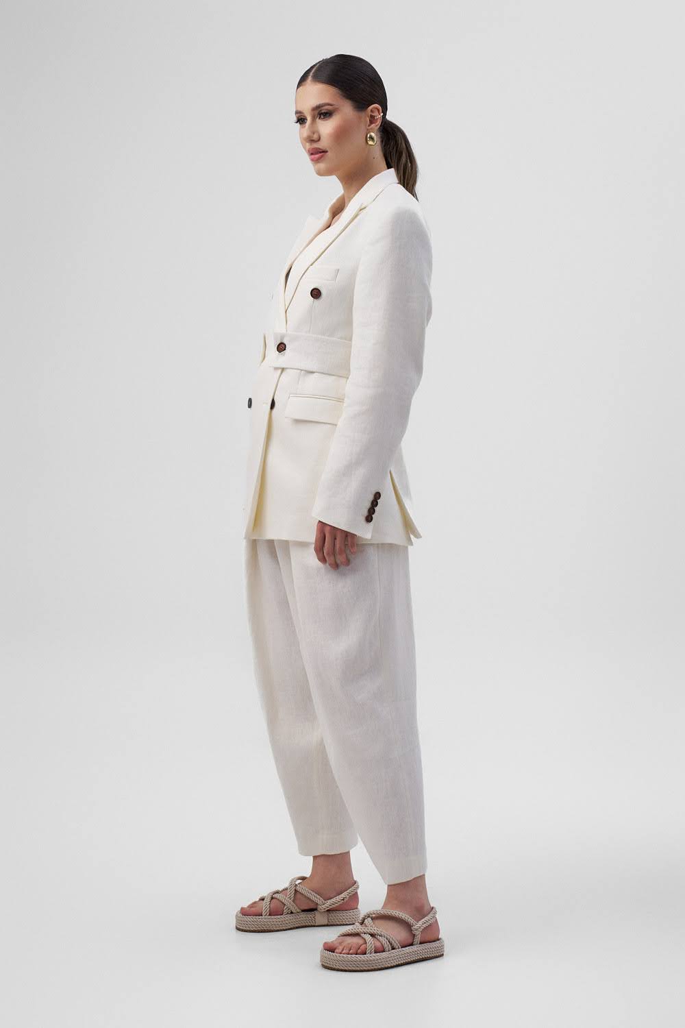 MANON White Linen Trousers