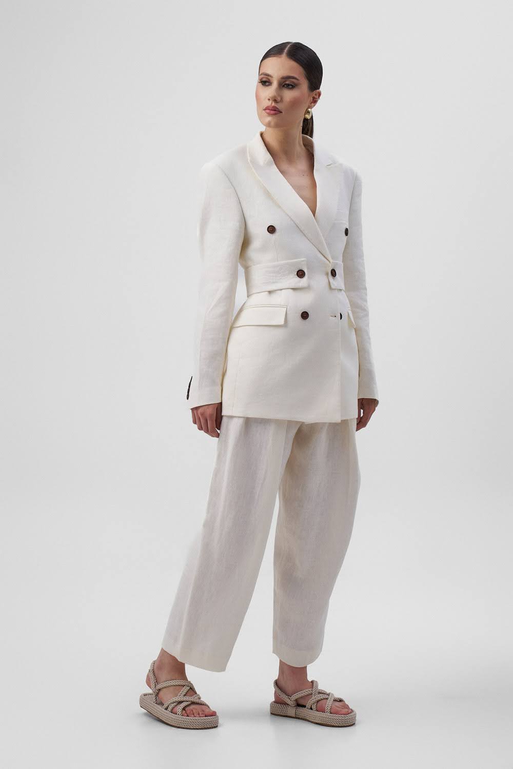 MANON White Linen Trousers
