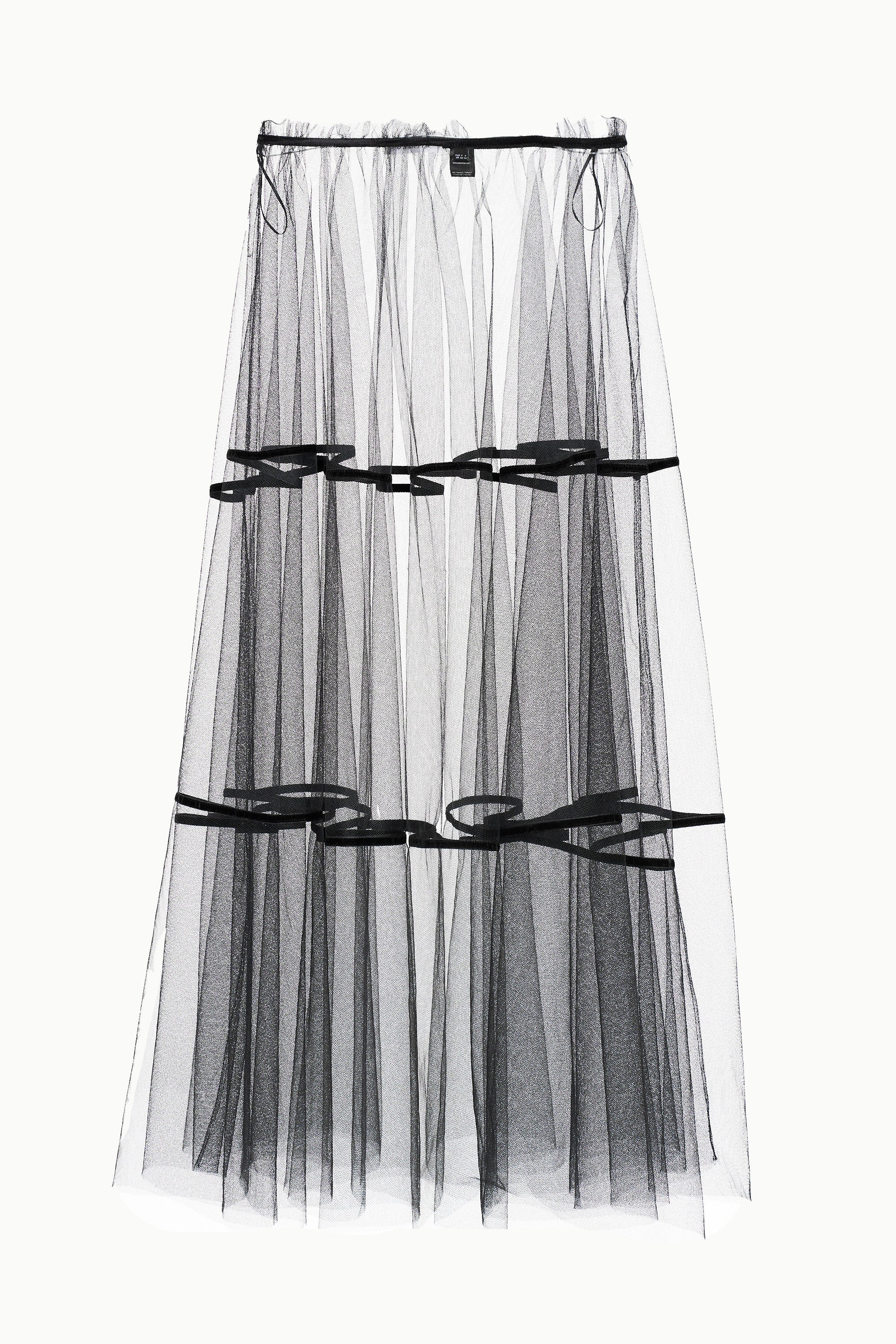 PETRA Tulle Skirt with Velvet Stripes