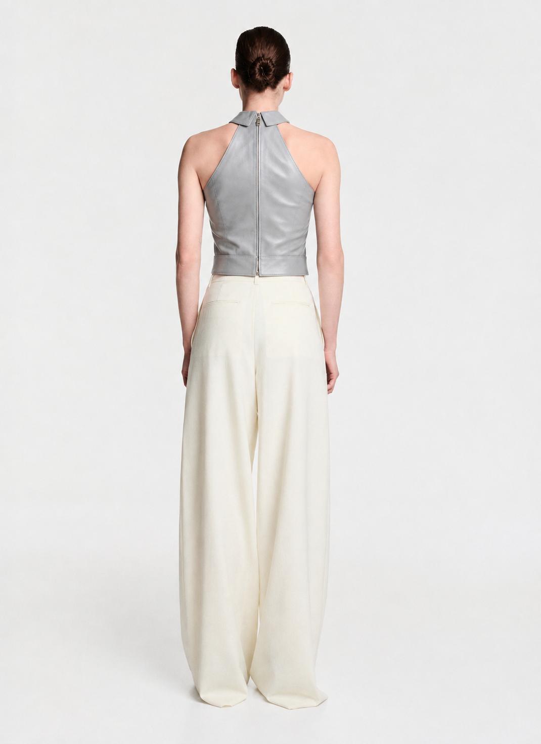Natural Gray Leather Top