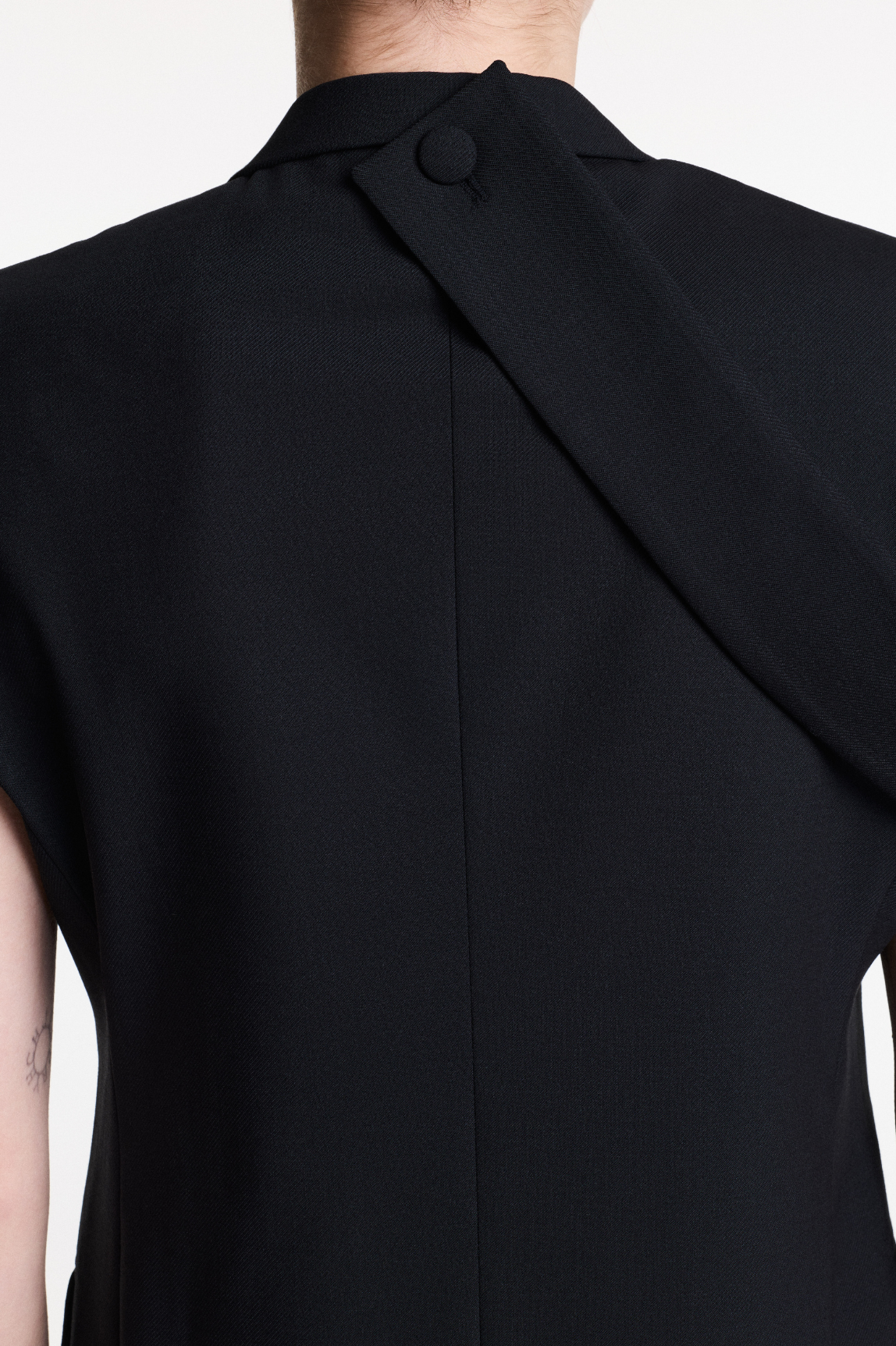 ANAIS-EVA Black Double-Breasted Sleeveless Jacket