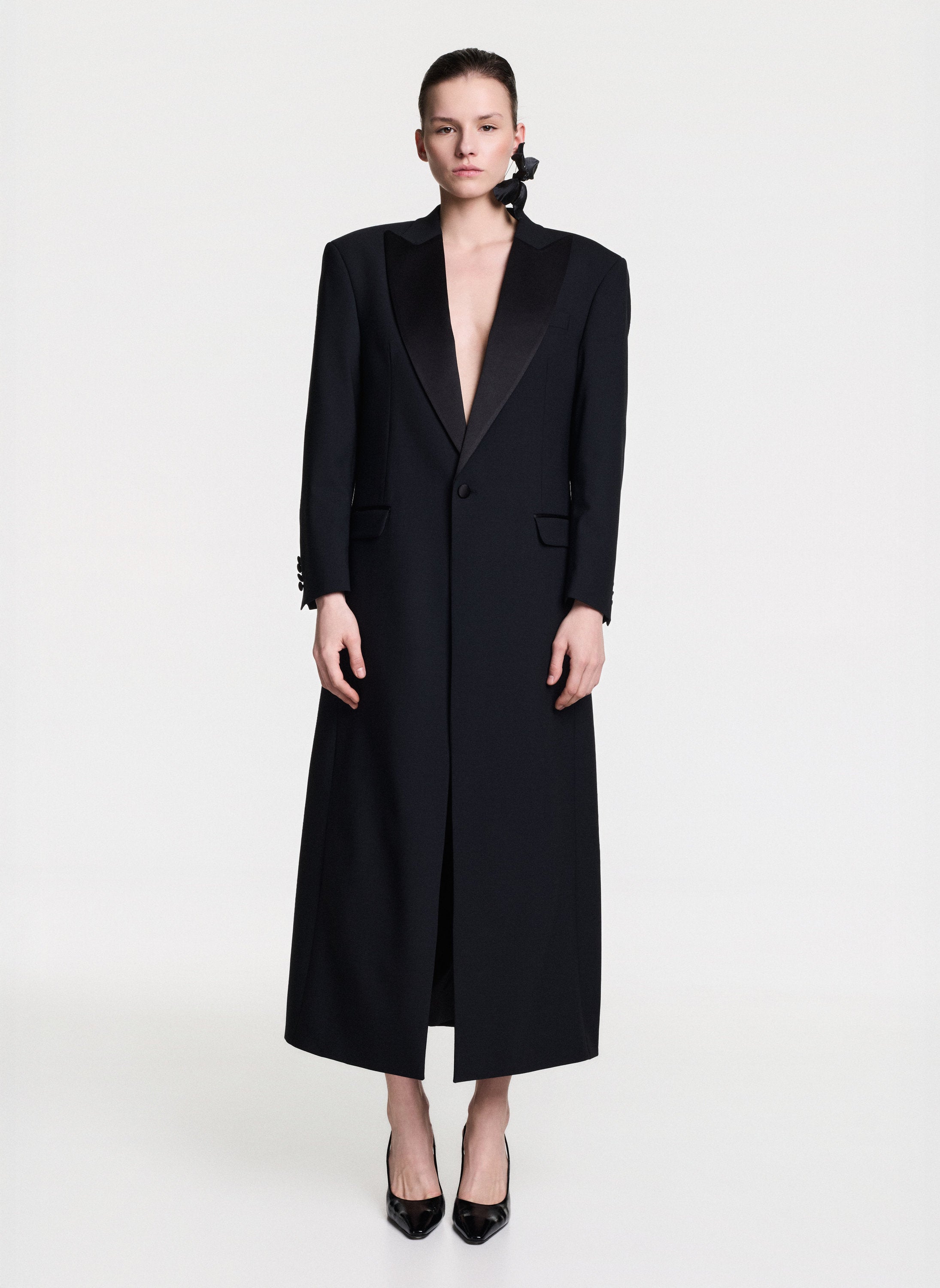 Long Satin Blazer Evening Dress