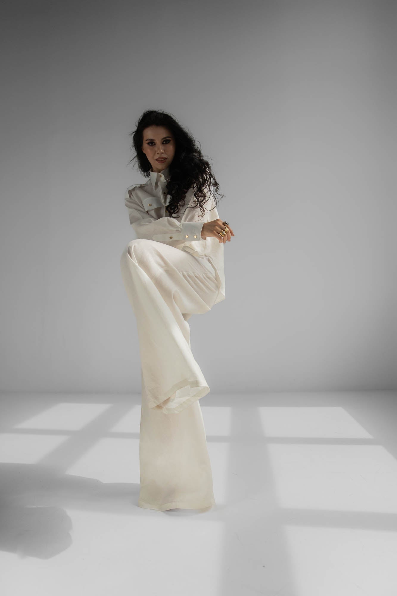 TONYA Linen Wide Leg Trousers