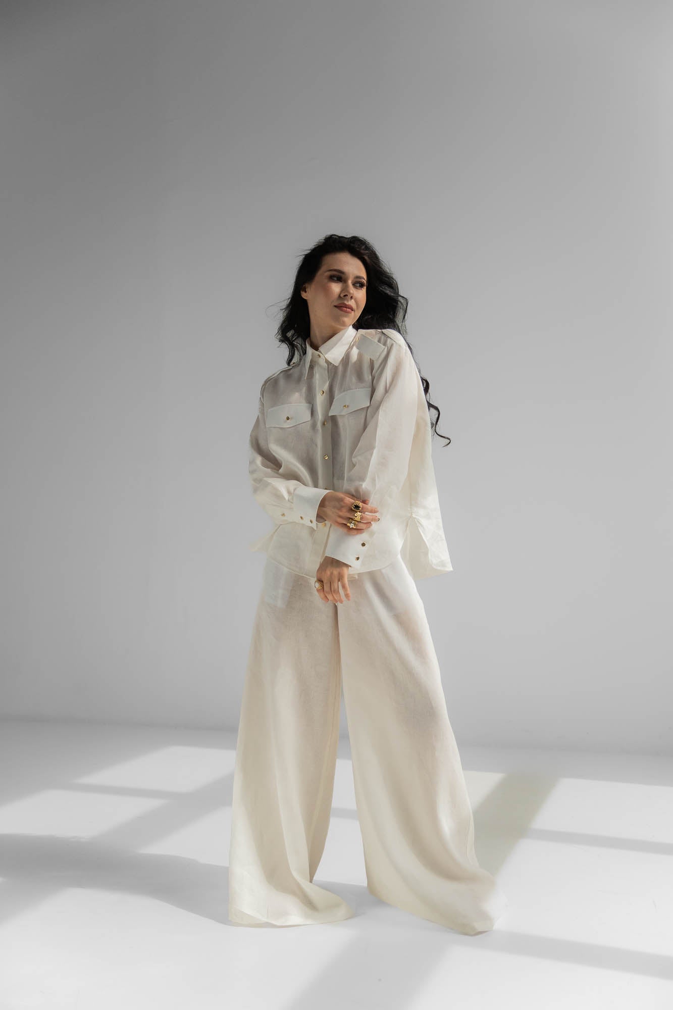 TONYA Linen Wide Leg Trousers