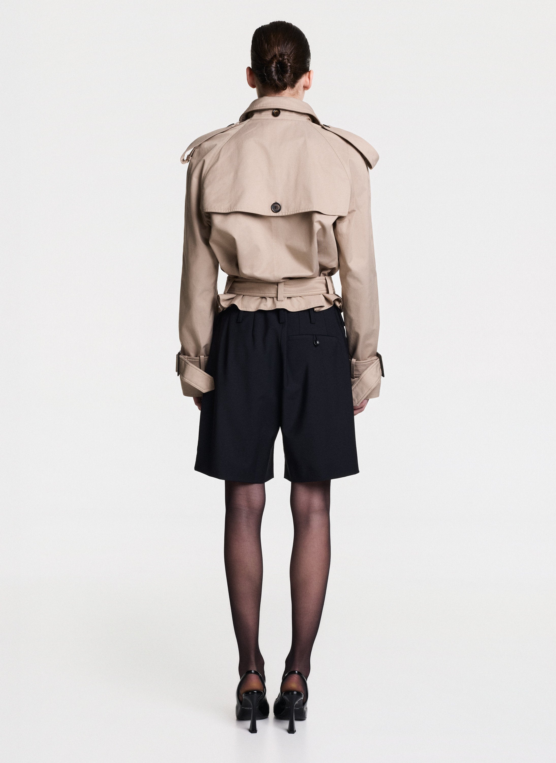 Black Tailored Short Trousers With Pleats