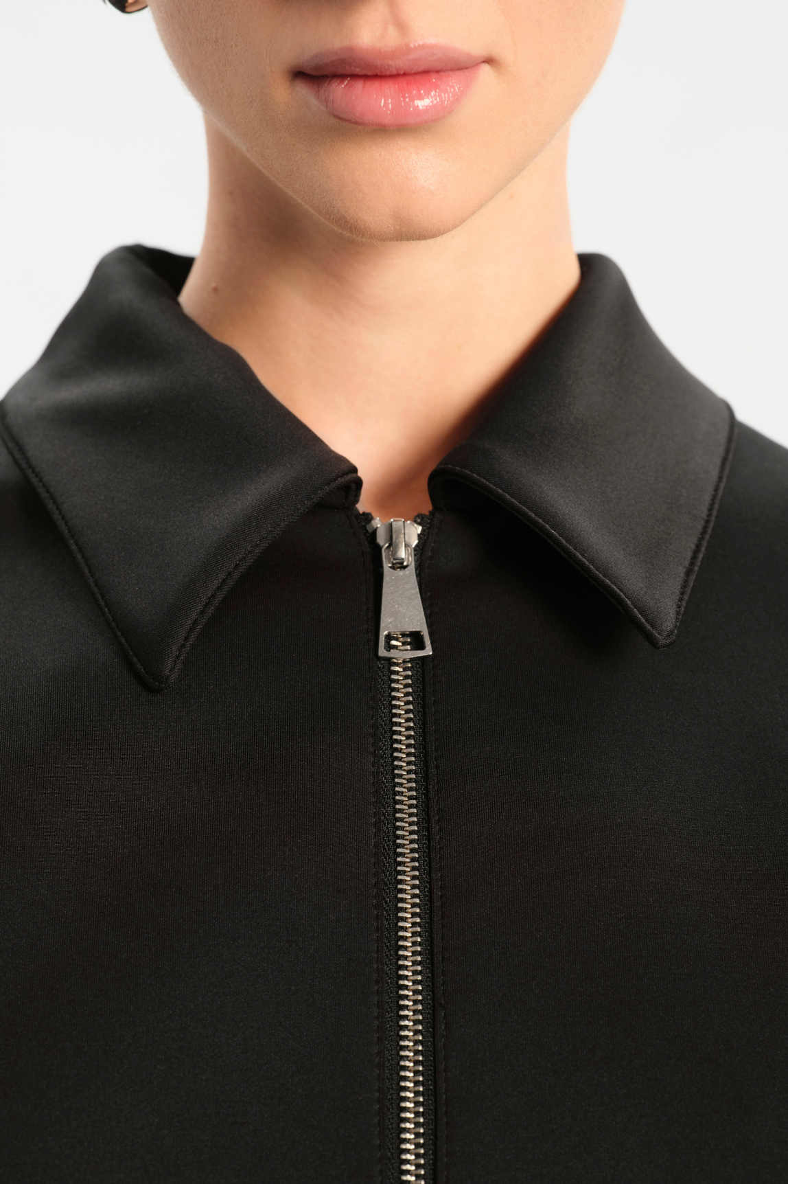 PATRIZIA Black Techno Neoprene Bomber Jacket