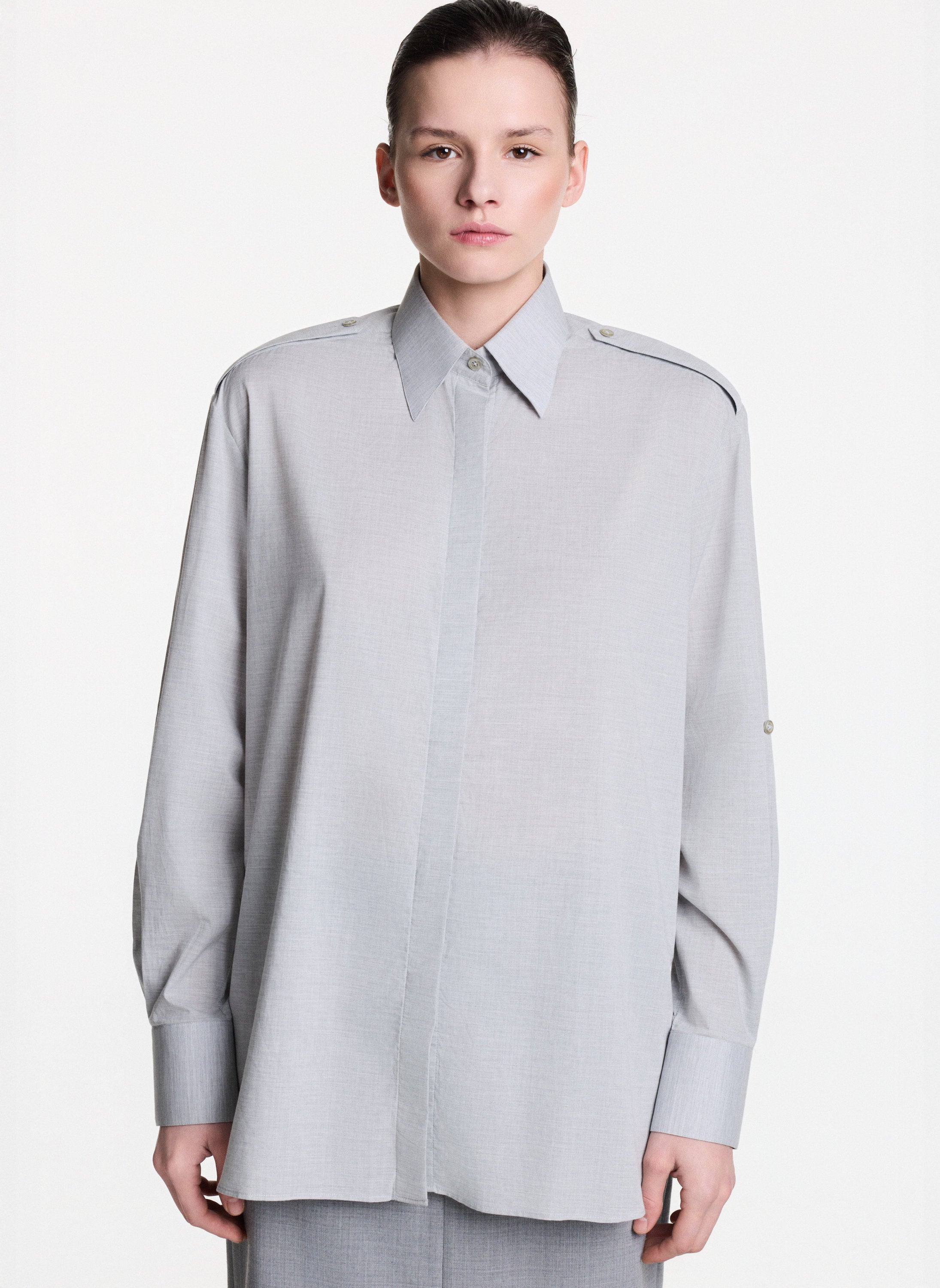 Grey Shirt With Epaulettes
