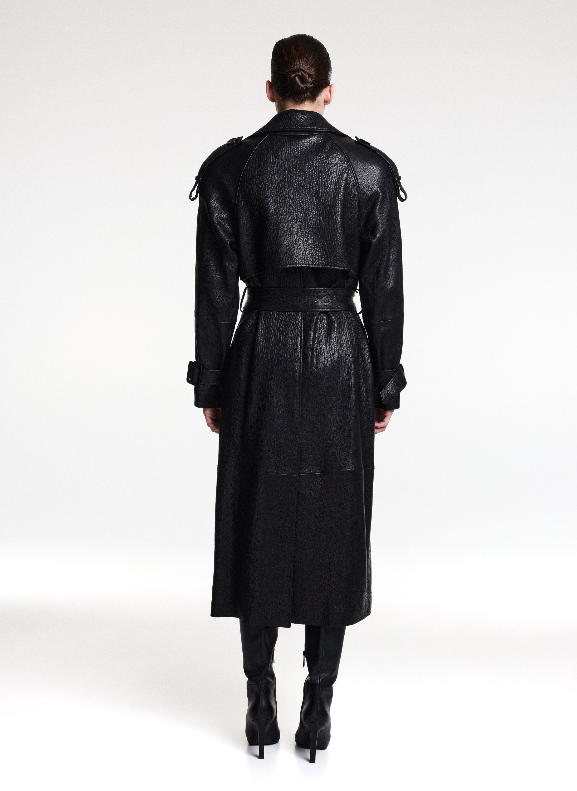 Long Leather Trench Coat