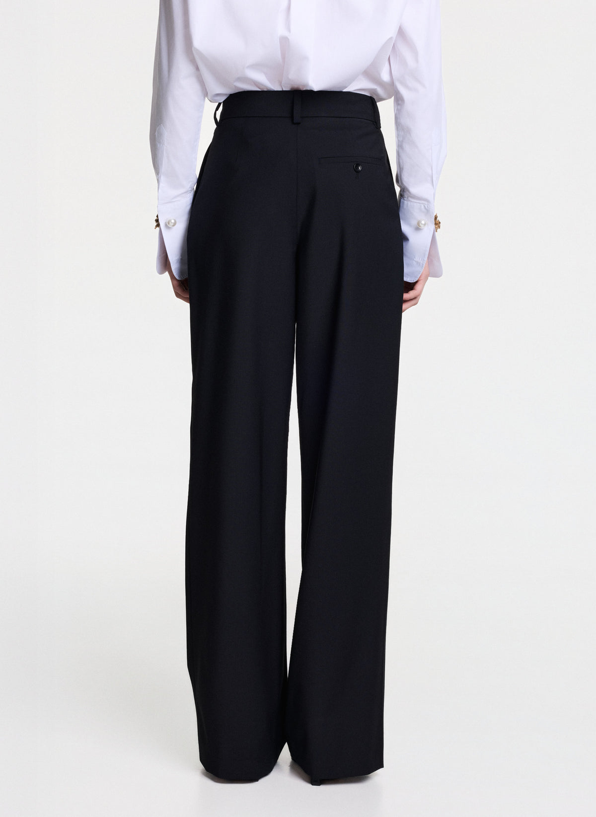 Black Tailored Trousers With Pleats