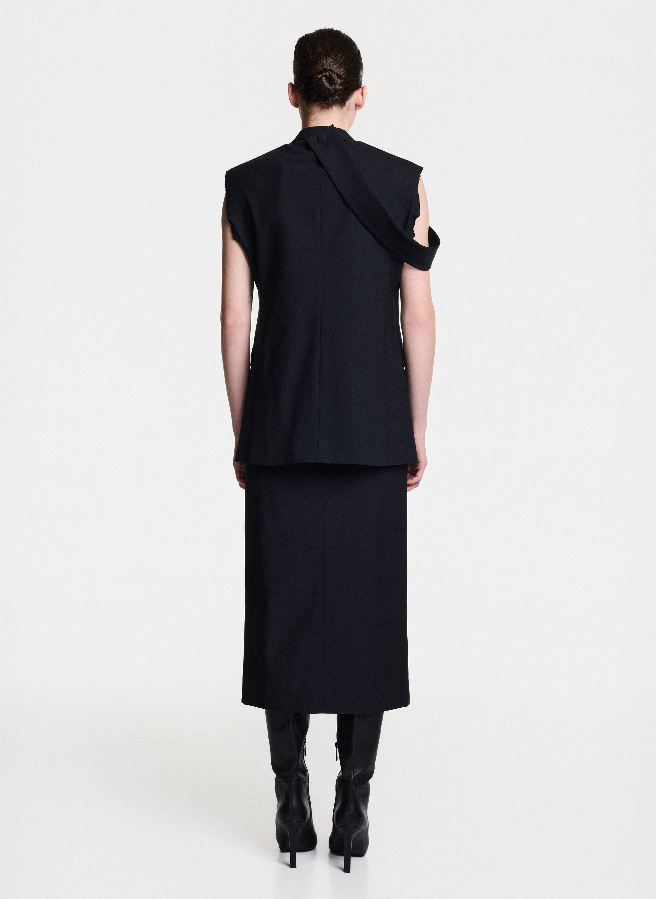 Black Midi Skirt With Front Slit