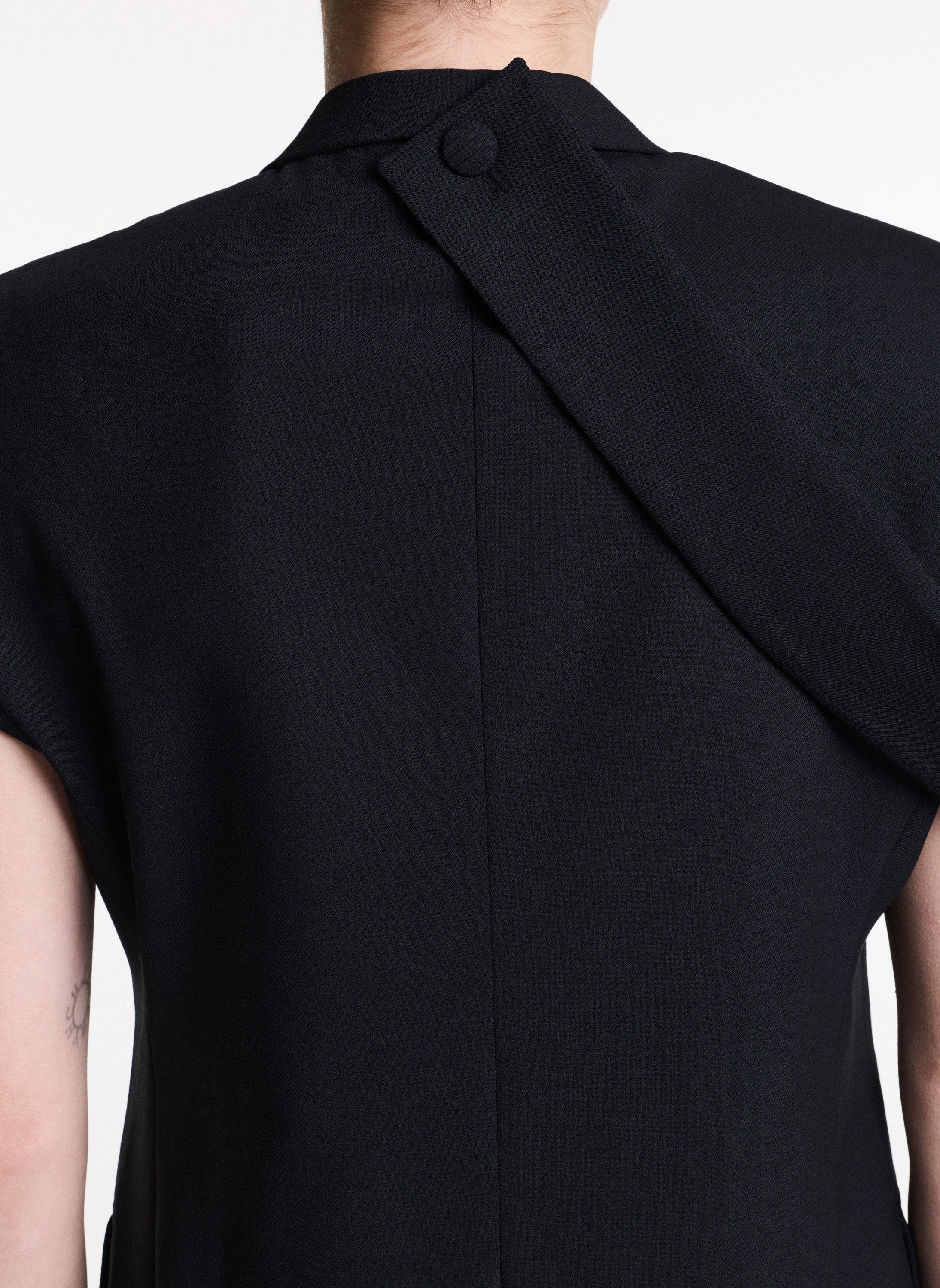 Double-Breasted Sleeveless Jacket With Shoulder Strap