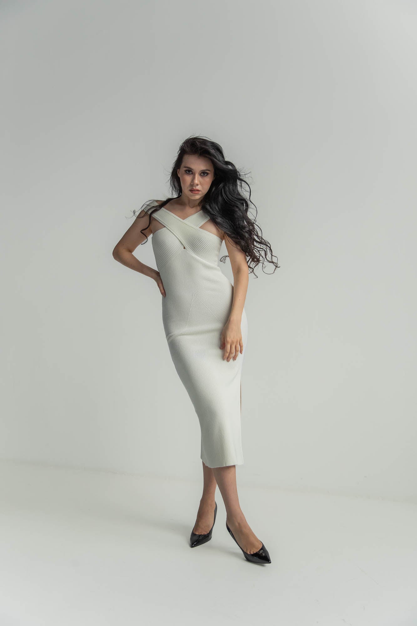 VIKY White Knit Dress