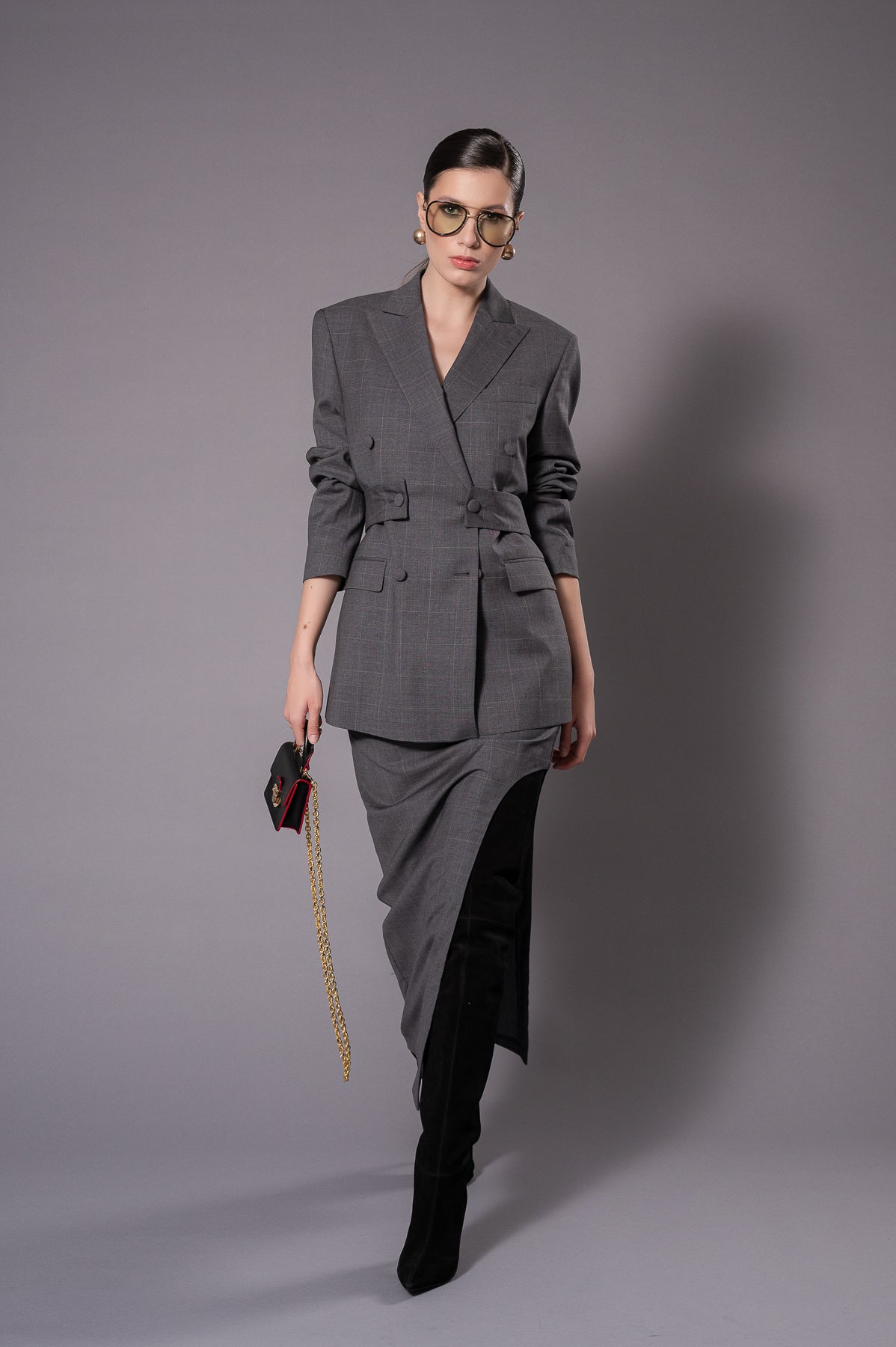 ANAIS Grey Double - Breasted Jacket