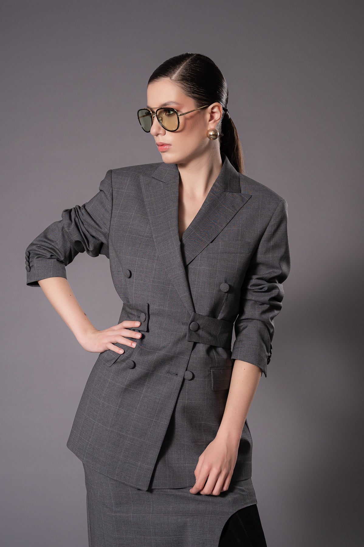 ANAIS Grey Double - Breasted Jacket