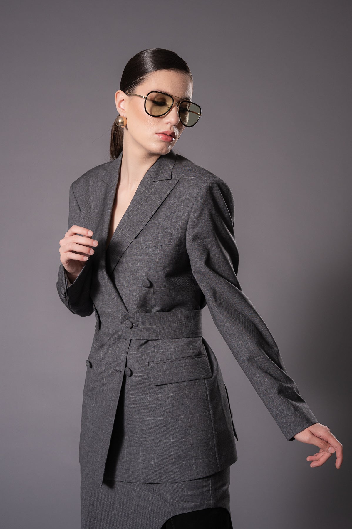 ANAIS Grey Double - Breasted Jacket
