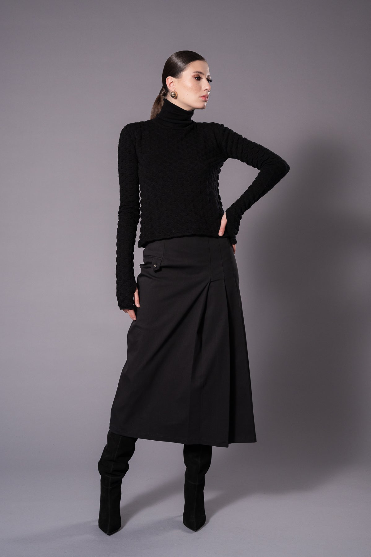 AMY Black Knit Turtleneck