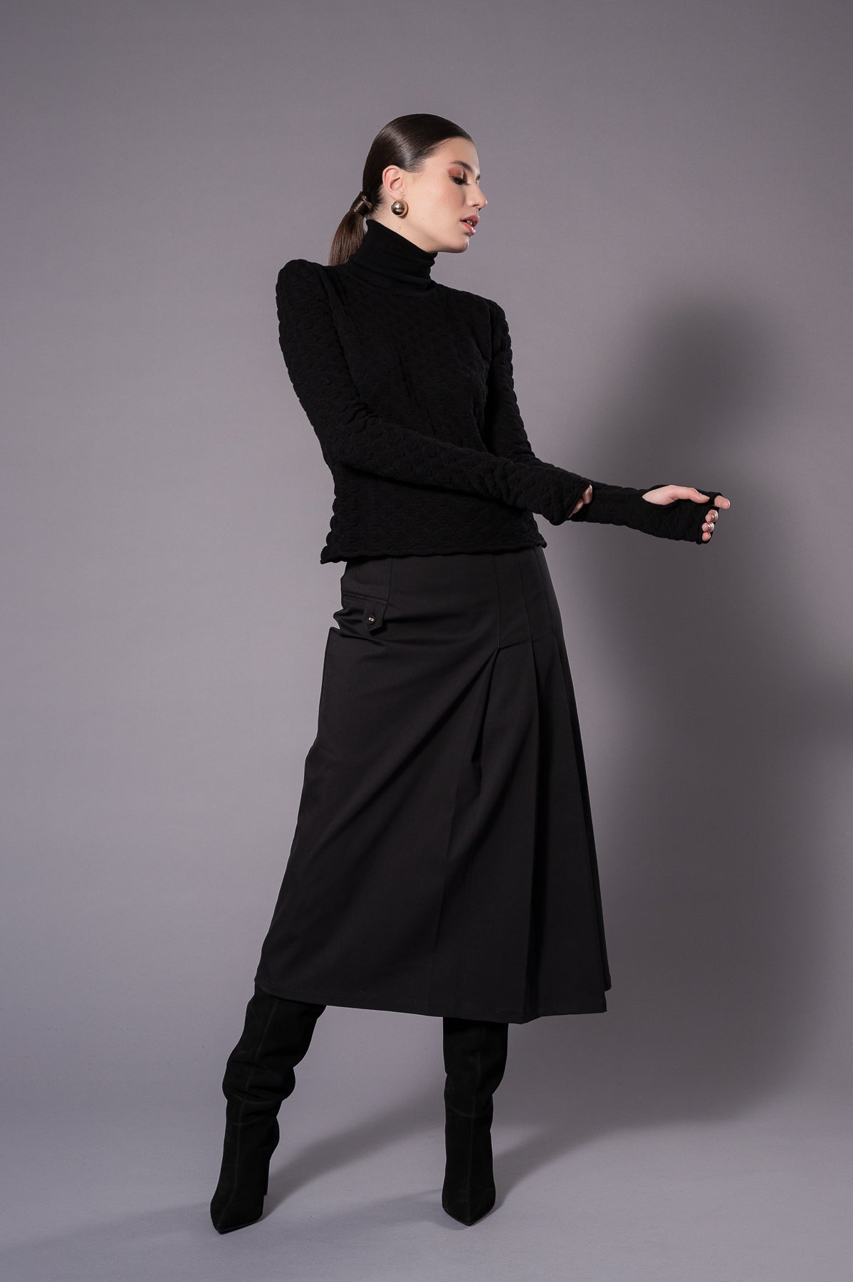 AMY Black Knit Turtleneck
