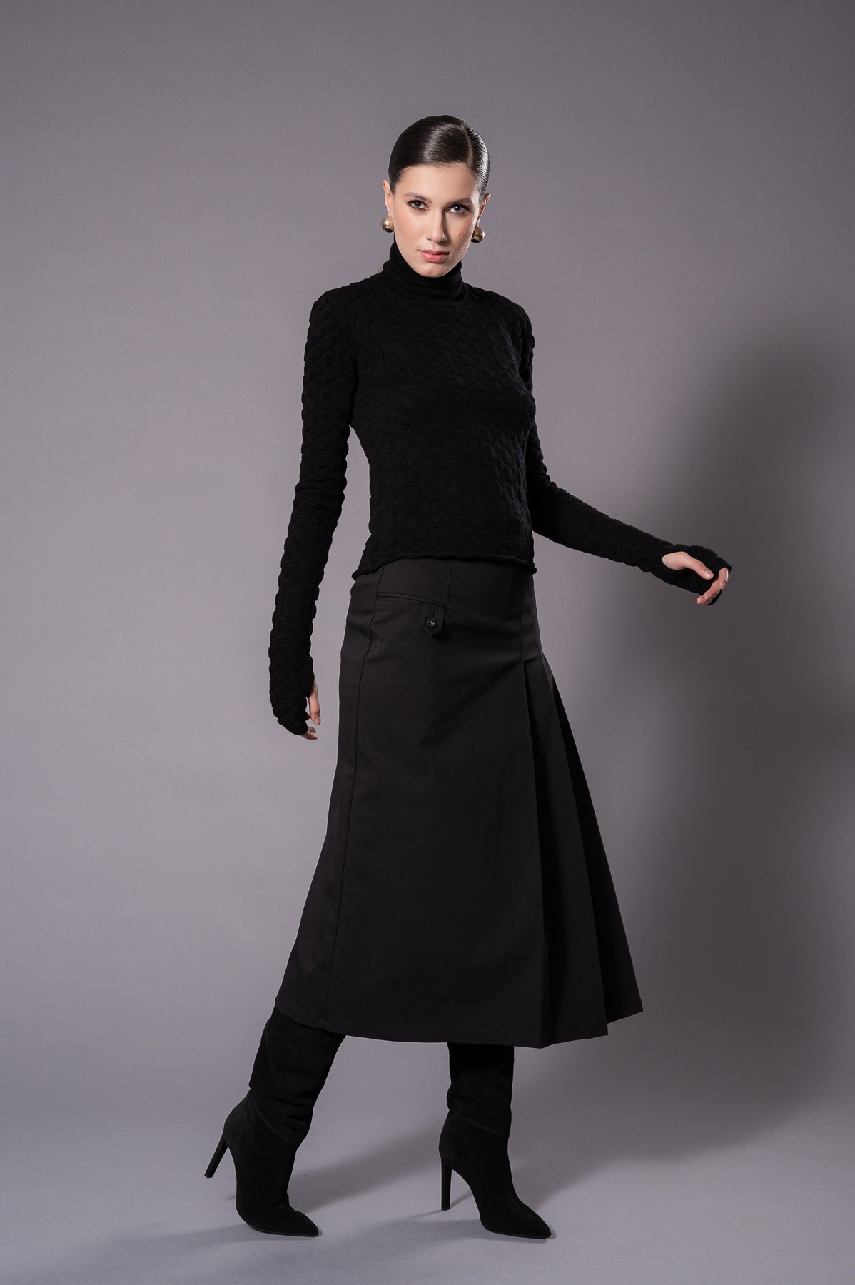 AMY Black Knit Turtleneck