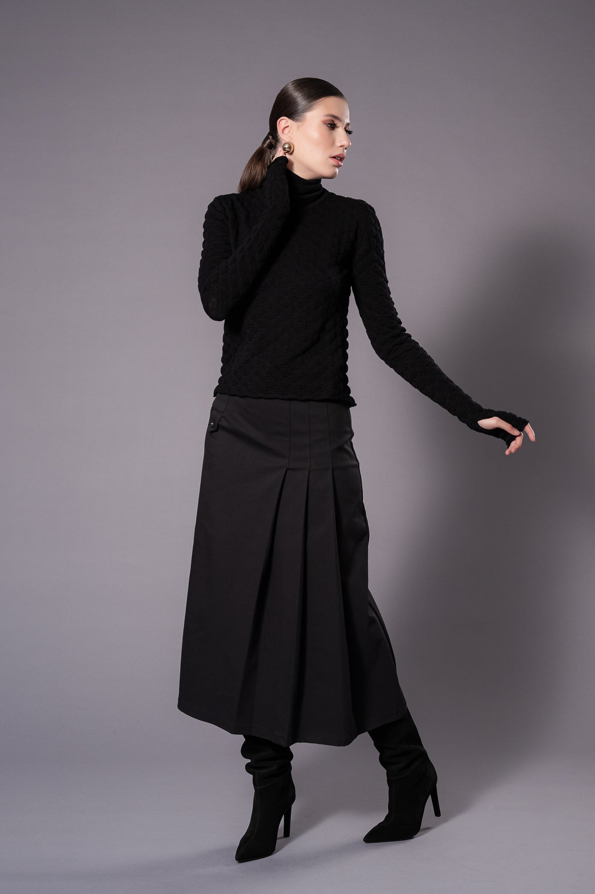 AMY Black Knit Turtleneck