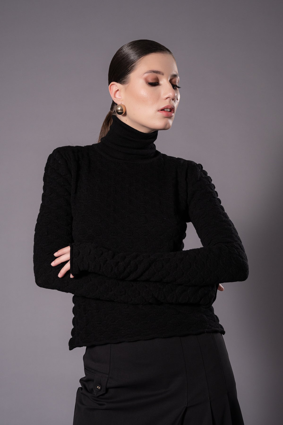 AMY Black Knit Turtleneck