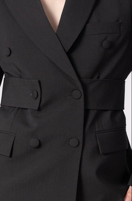 Double-Breasted Sleeveless Jacket With Shoulder Strap