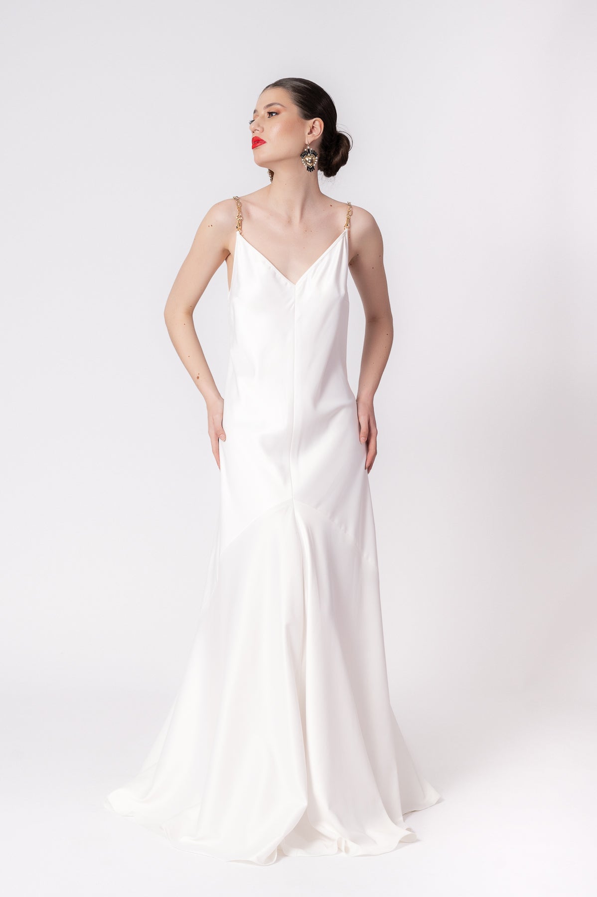 LOLA White Long Slip Dress