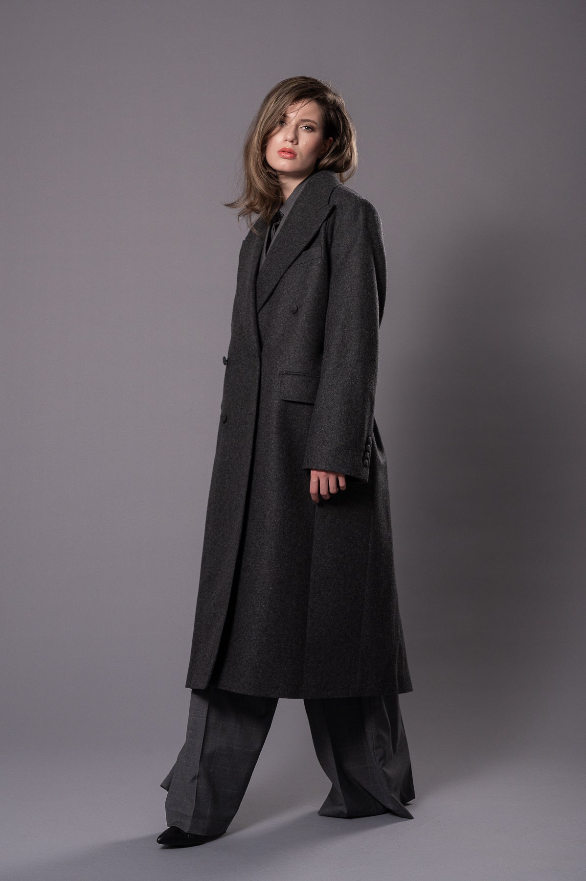 MAGDA  Anthracite Grey Oversized Coat