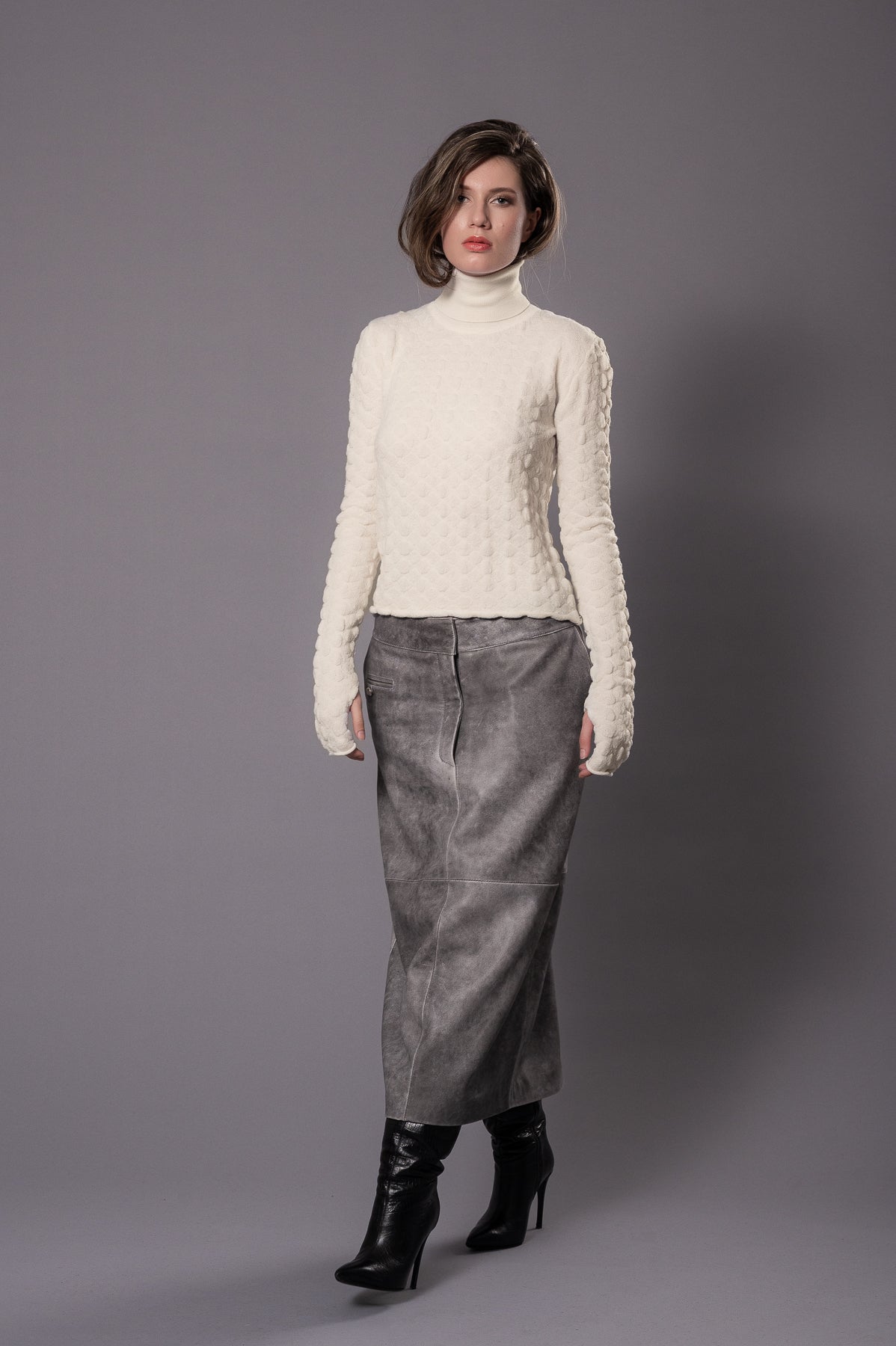 AMY Off-White Knit Turtleneck