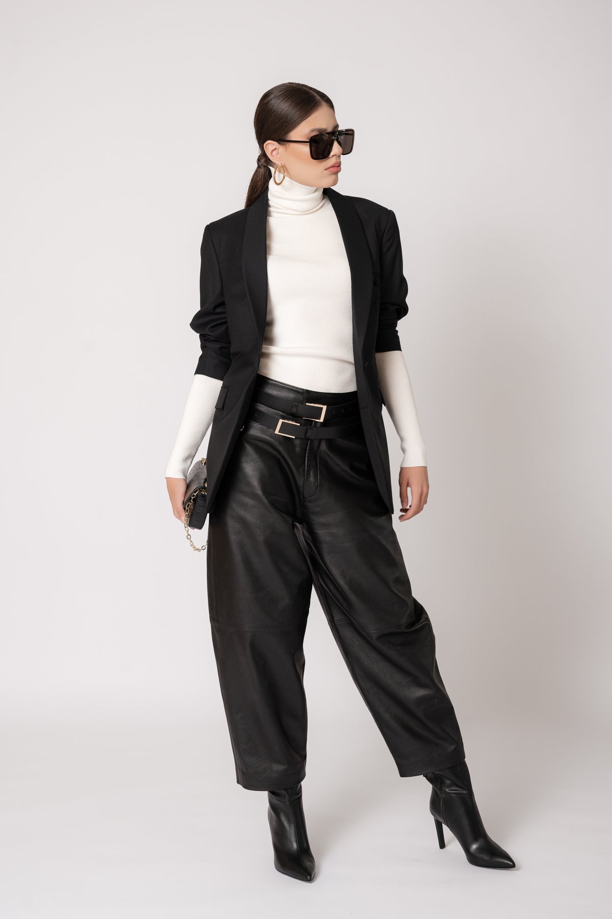 ELISE  Black Leather Trousers