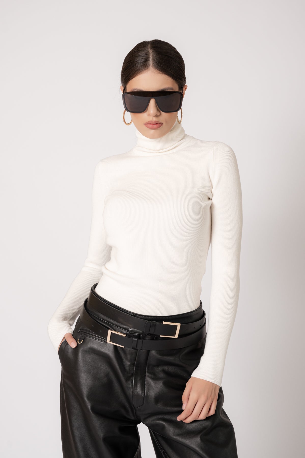 JULIETTE White Turtleneck Top