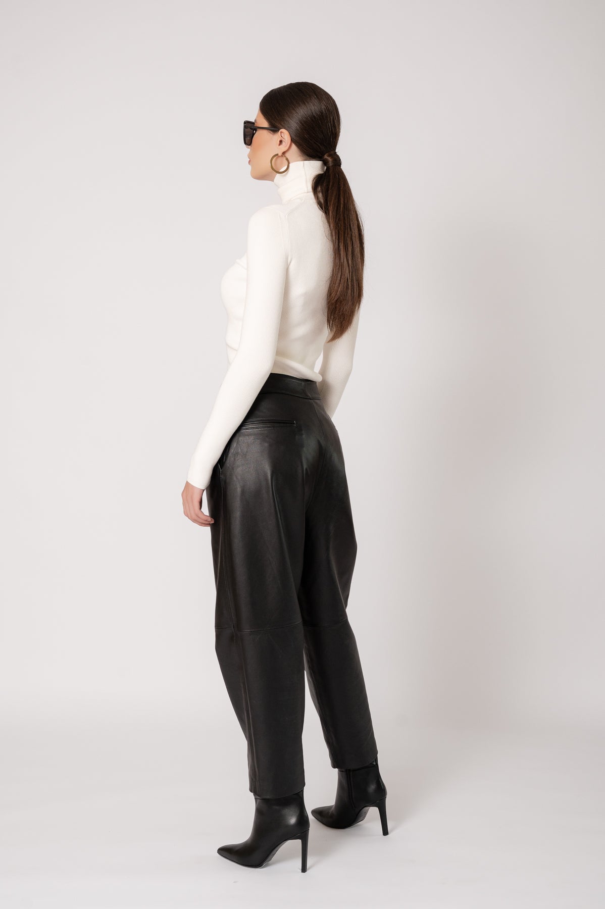 ELISE  Black Leather Trousers